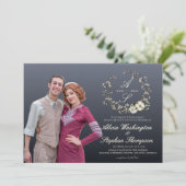 Modern Minimal Winter Floral Wedding 招待状 (スタンド正面)