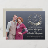 Modern Minimal Winter Floral Wedding 招待状 (正面/裏面)