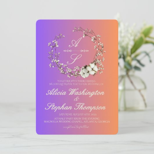 Modern Minimal Winter Floral Wedding 招待状 (スタンド正面)