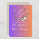 Modern Minimal Winter Floral Wedding 招待状 (正面/裏面)