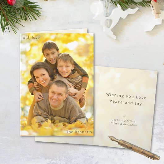 Modern Minimal With Love Family Photo Christmas カード