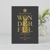 Modern Minimal Wonderful Holiday Christmas Grey 箔シーズンカード (立ち正面)