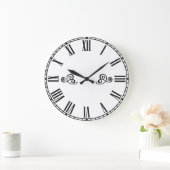 Modern Minimalism Black Roman Numbers  ラージ壁時計 (ホーム)