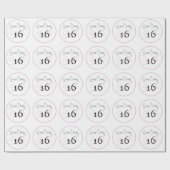 Modern Minimalist 16th Black Pink White Birthday ラッピングペーパー (フラット)