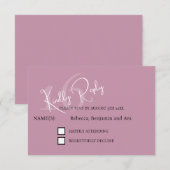 Modern Minimalist 16th Pink Black Response Card 出欠カード (正面/裏面)