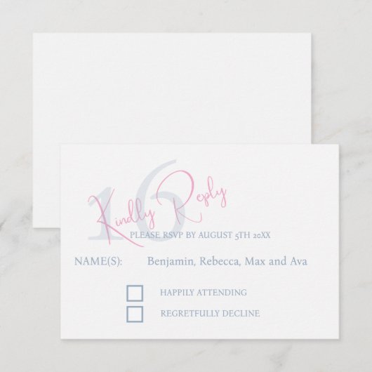 Modern Minimalist 16th RSVP Pink Blue Response (正面/裏面)