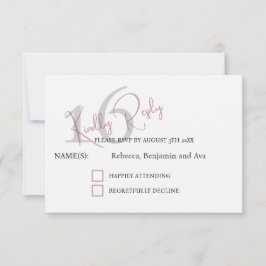 Modern Minimalist 16th White Black Response Card 出欠カード