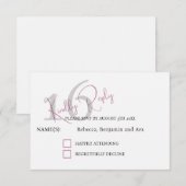 Modern Minimalist 16th White Black Response Card 出欠カード (正面/裏面)