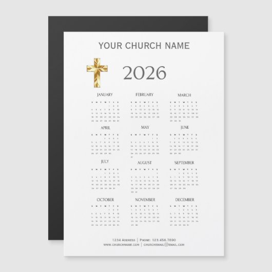 Modern Minimalist 2026 Calendar Magnet (正面/裏面)