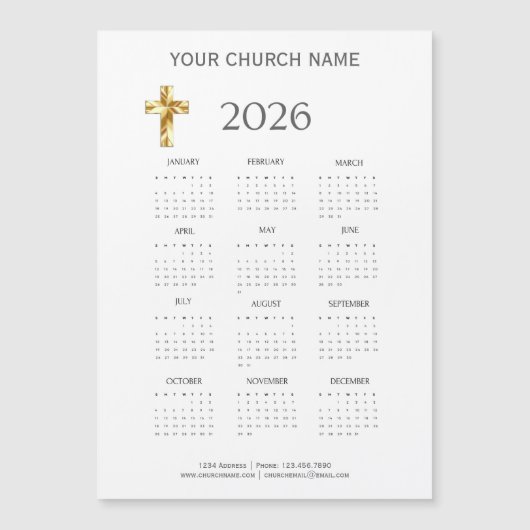 Modern Minimalist 2026 Calendar Magnet (正面)