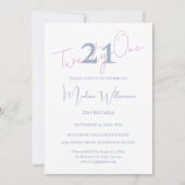 Modern Minimalist 21st Blue Pink Birthday  招待状 (正面)