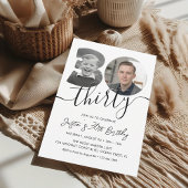 Modern Minimalist 30th Birthday Photo  招待状