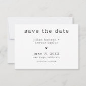 Modern Minimalist 3 Photo Script Collage Wedding セーブザデート (裏面)