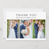 Modern Minimalist 3 Photo Wedding サンキューカード (正面)