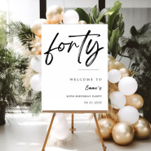 Modern Minimalist 40th Birthday Welcome Sign