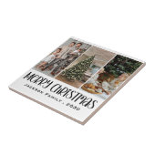 Modern Minimalist 4 Photo Collage Family Name Year タイル (側面)