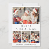 Modern Minimalist 4 Photo Grid Family Christmas シーズンカード (正面)