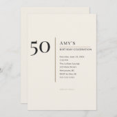 Modern Minimalist 50th Adult Birthday Celebration 招待状 (正面/裏面)