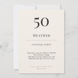 Modern Minimalist 50th Birthday Cocktail Party 招待状