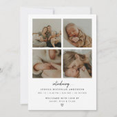 Modern Minimalist 5 Baby Photos Birth 案内状 (正面)