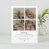 Modern Minimalist 5 Baby Photos Birth 案内状 (スタンド正面)