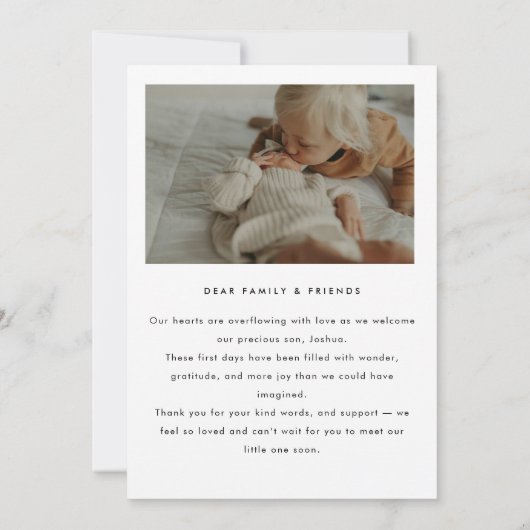 Modern Minimalist 5 Baby Photos Birth 案内状 (裏面)