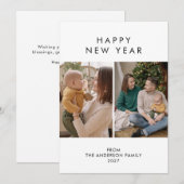 Modern Minimalist 5 Photo Collage New Year シーズンカード (正面/裏面)