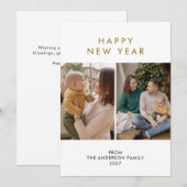 Modern Minimalist 5 Photo Collage New Year シーズンカード (正面/裏面)
