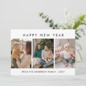 Modern Minimalist 5 Photo Collage New Year シーズンカード (スタンド正面)