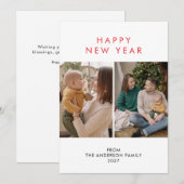 Modern Minimalist 5 Photo Collage New Year シーズンカード (正面/裏面)