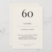 Modern Minimalist 60th Birthday Cocktail Party 招待状 (正面/裏面)