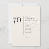 Modern Minimalist 70th Adult Birthday Celebration 招待状 (正面)