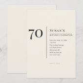Modern Minimalist 70th Adult Birthday Celebration 招待状 (正面/裏面)