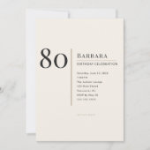 Modern Minimalist 80th Adult Birthday Celebration 招待状 (正面)