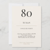Modern Minimalist 80th Birthday Cocktail Party 招待状 (正面)