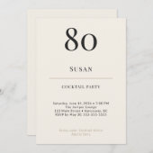 Modern Minimalist 80th Birthday Cocktail Party 招待状 (正面/裏面)