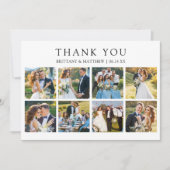Modern Minimalist 8 Photo Wedding サンキューカード (正面)