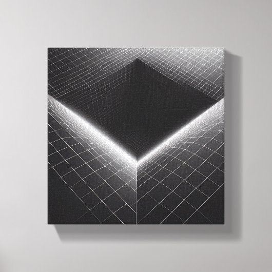 Modern Minimalist Abstract Grid Void - 3D Wirefram キャンバスプリント (正面)