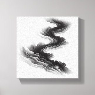 Modern Minimalist Abstract Layered Flow - Smoke  キャンバスプリント