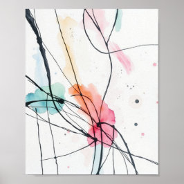 Modern Minimalist Abstract Line Art Drawing Poster ポスター