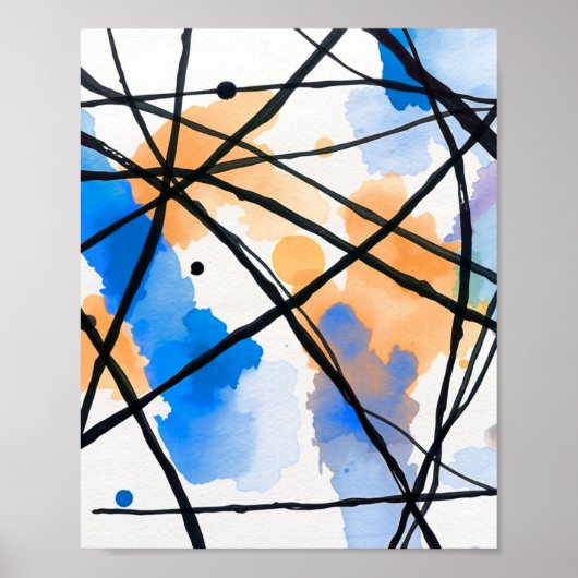 Modern Minimalist Abstract Line Art Poster ポスター (正面)