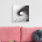 Modern Minimalist Abstract Wireframe Tunnel - 3D  キャンバスプリント (インサイチュ (リビング))