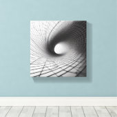 Modern Minimalist Abstract Wireframe Tunnel - 3D  キャンバスプリント (インサイチュ (ウッドフロア))