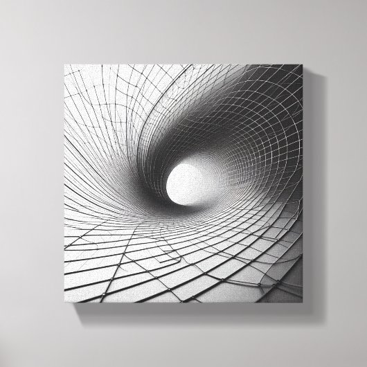 Modern Minimalist Abstract Wireframe Tunnel - 3D  キャンバスプリント (正面)