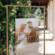 Modern Minimalist Acrylic Photo Wedding Sign