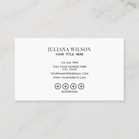 modern minimalist Add your custom logo white 名刺 (裏面)