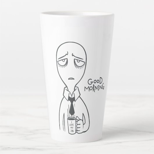 Modern Minimalist Alien Latte Mug - Artistic Hand カフェラテマグ (正面)