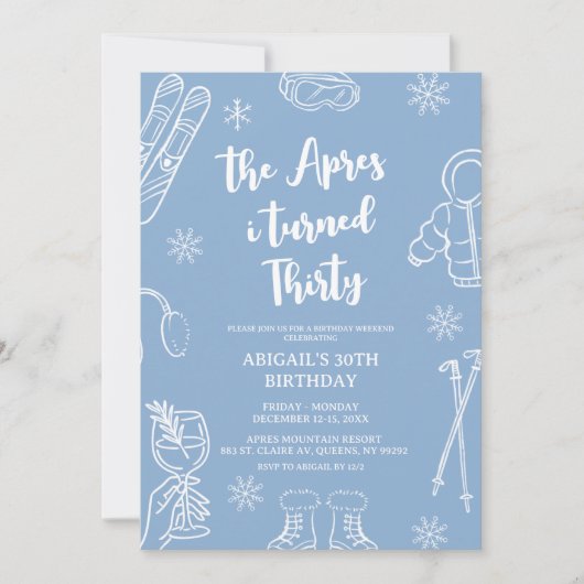 Modern Minimalist Apres Ski Birthday Weekend  招待状 (正面)