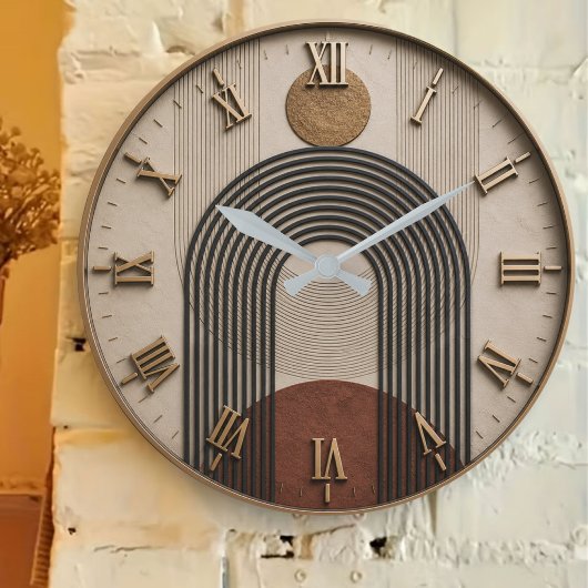 Modern Minimalist Arch Abstract Geometric Boho De ラージ壁時計