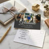 Modern Minimalist Arch Calligraphy Photo Graduatio インビテーションポストカード